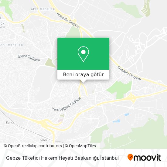 Gebze Tüketici Hakem Heyeti Başkanlığı harita