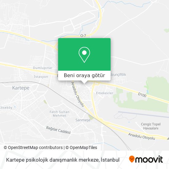 Kartepe psikolojik danışmanlık merkeze harita