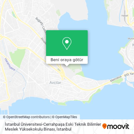 İstanbul Üniversitesi-Cerrahpaşa Eski Teknik Bilimler Meslek Yüksekokulu Binası harita