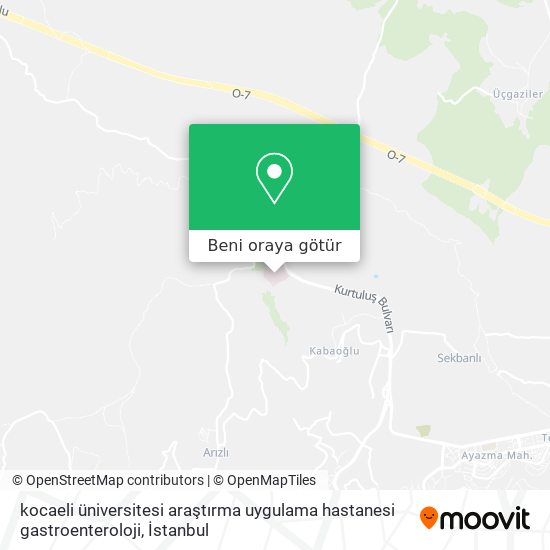 kocaeli üniversitesi araştırma uygulama hastanesi gastroenteroloji harita