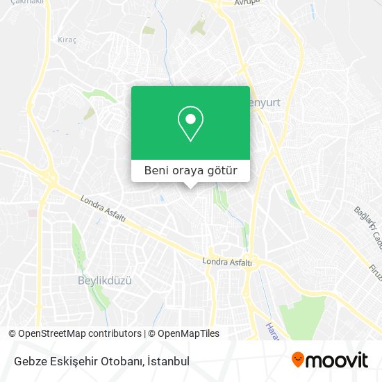 Gebze Eskişehir Otobanı harita