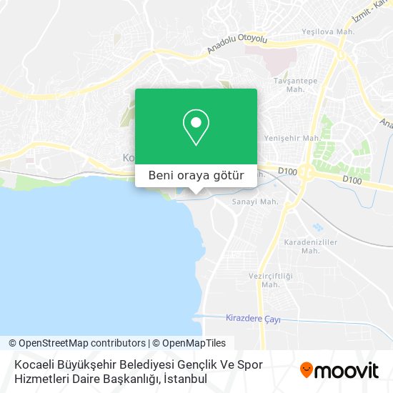 Kocaeli Büyükşehir Belediyesi Gençlik Ve Spor Hizmetleri Daire Başkanlığı harita