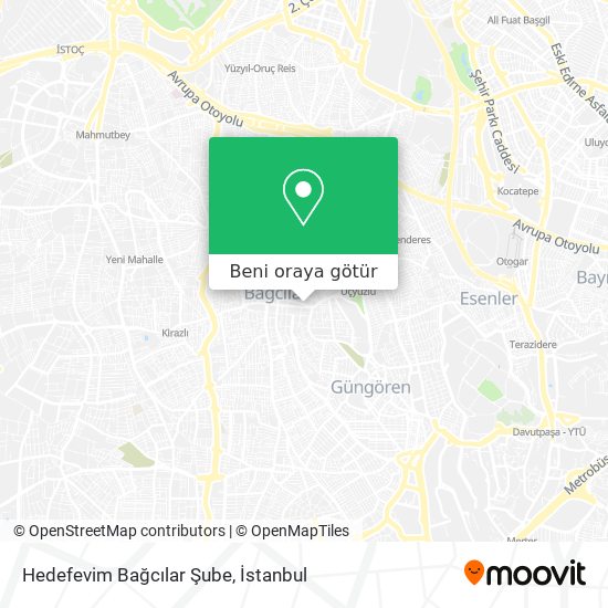 Hedefevim Bağcılar Şube harita