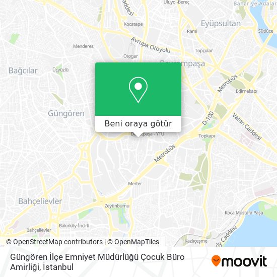 Güngören İlçe Emniyet Müdürlüğü Çocuk Büro Amirliği harita