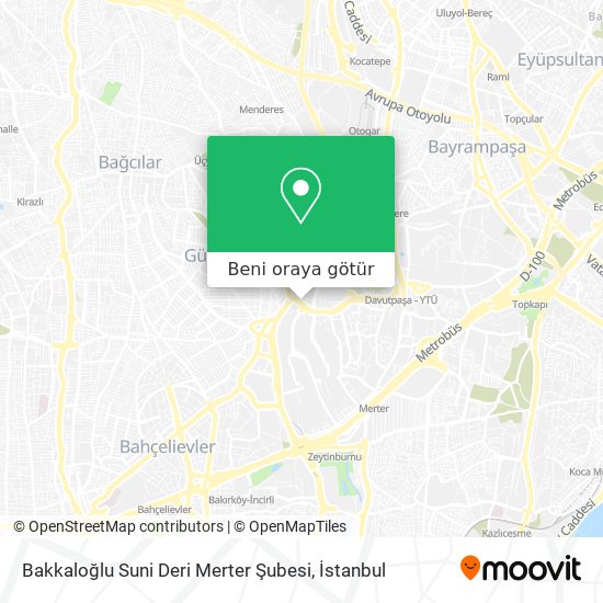 Bakkaloğlu Suni Deri Merter Şubesi harita