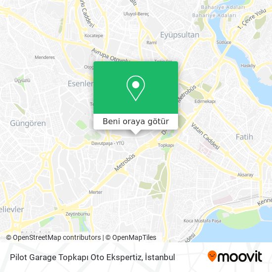 Pilot Garage Topkapı Oto Ekspertiz harita