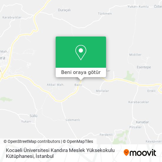Kocaeli Üniversitesi Kandıra Meslek Yüksekokulu Kütüphanesi harita
