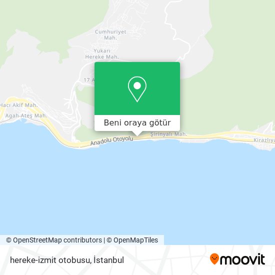 hereke-izmit otobusu harita