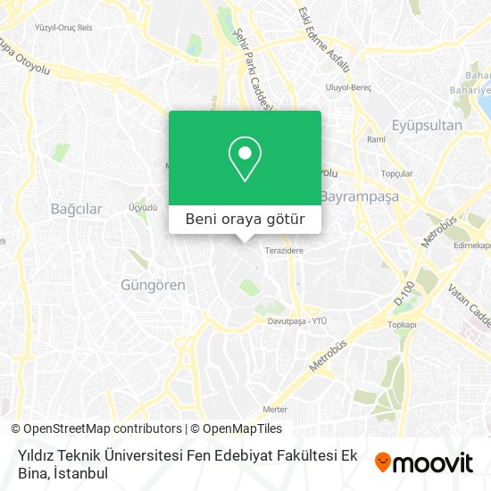 Yıldız Teknik Üniversitesi Fen Edebiyat Fakültesi Ek Bina harita