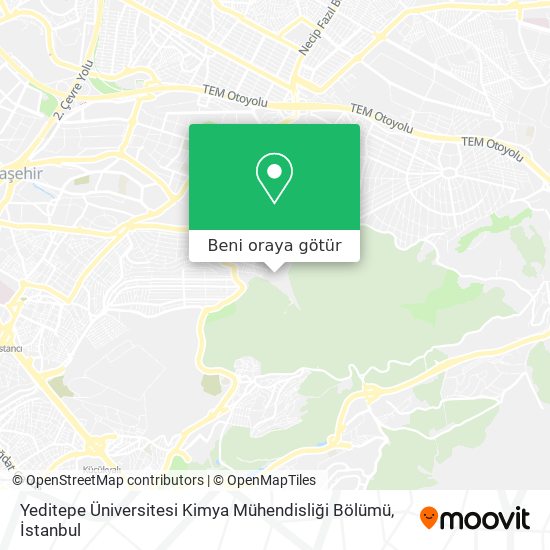 Yeditepe Üniversitesi Kimya Mühendisliği Bölümü harita