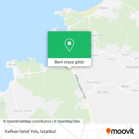 Kefken-İzmit Yolu harita