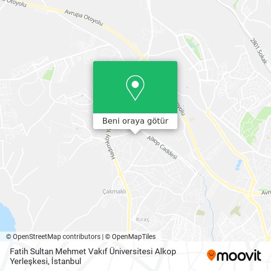 Fatih Sultan Mehmet Vakıf Üniversitesi Alkop Yerleşkesi harita