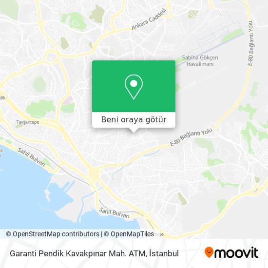 Garanti Pendik Kavakpınar Mah. ATM harita