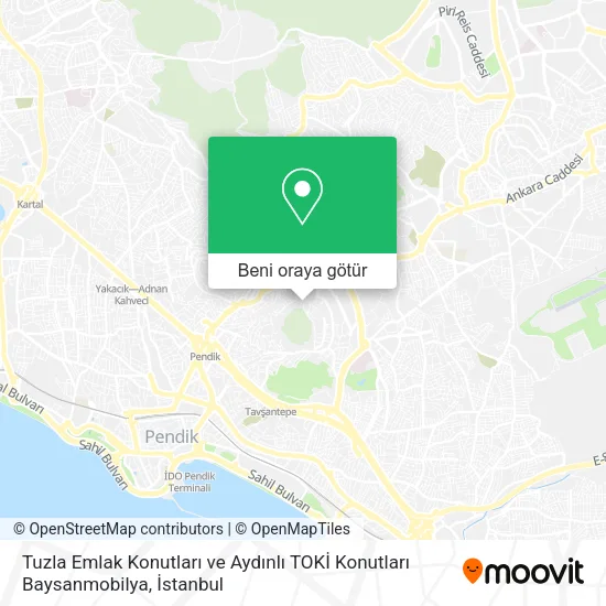 Tuzla Emlak Konutları ve Aydınlı TOKİ Konutları Baysanmobilya harita