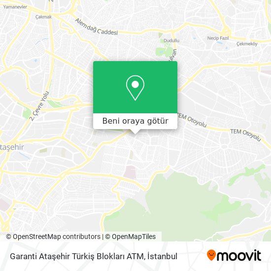 Garanti Ataşehir Türkiş Blokları ATM harita
