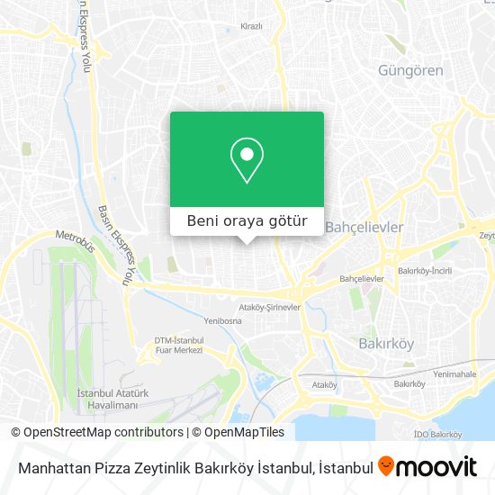 Manhattan Pizza Zeytinlik Bakırköy İstanbul harita