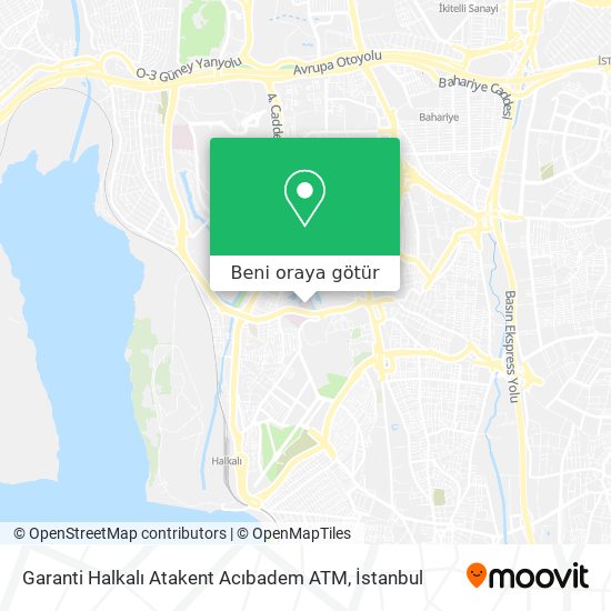 Garanti Halkalı Atakent Acıbadem ATM harita