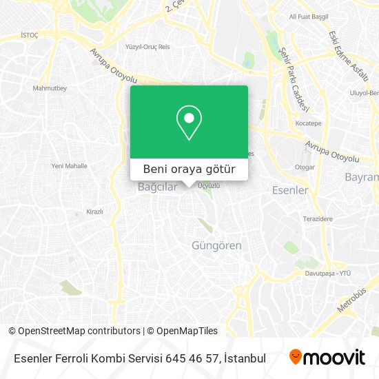 Esenler Ferroli Kombi Servisi 645 46 57 harita