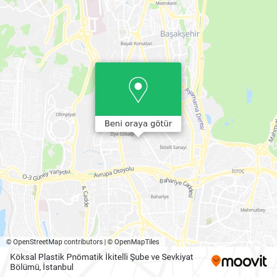 Köksal Plastik Pnömatik İkitelli Şube ve Sevkiyat Bölümü harita