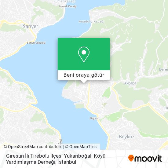 Giresun İli Tirebolu İlçesi Yukarıboğalı Köyü Yardımlaşma Derneği harita