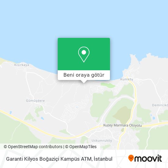 Garanti Kilyos Boğaziçi Kampüs ATM harita