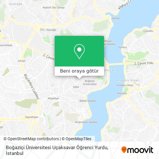 Boğaziçi Üniversitesi Uçaksavar Öğrenci Yurdu harita