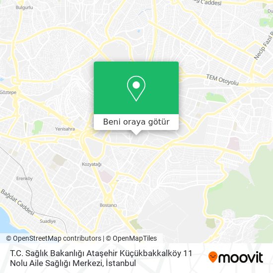 T.C. Sağlık Bakanlığı Ataşehir Küçükbakkalköy 11 Nolu Aile Sağlığı Merkezi harita