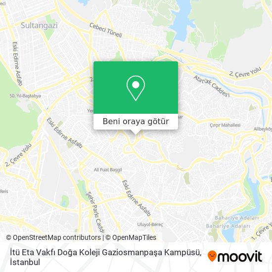 İtü Eta Vakfı Doğa Koleji Gaziosmanpaşa Kampüsü harita