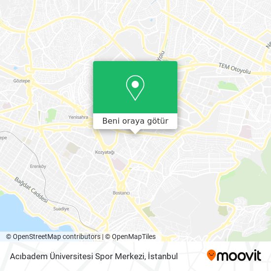 Acıbadem Üniversitesi Spor Merkezi harita