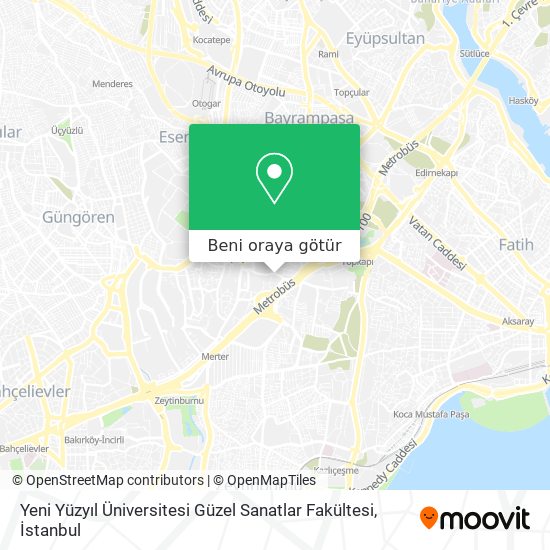 Yeni Yüzyıl Üniversitesi Güzel Sanatlar Fakültesi harita
