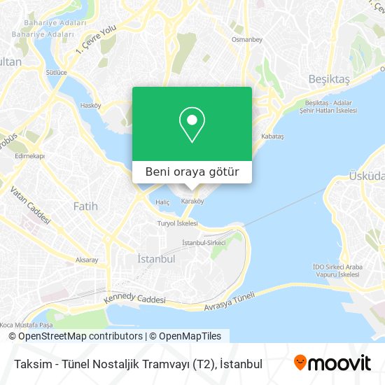 Taksim - Tünel Nostaljik Tramvayı (T2) harita