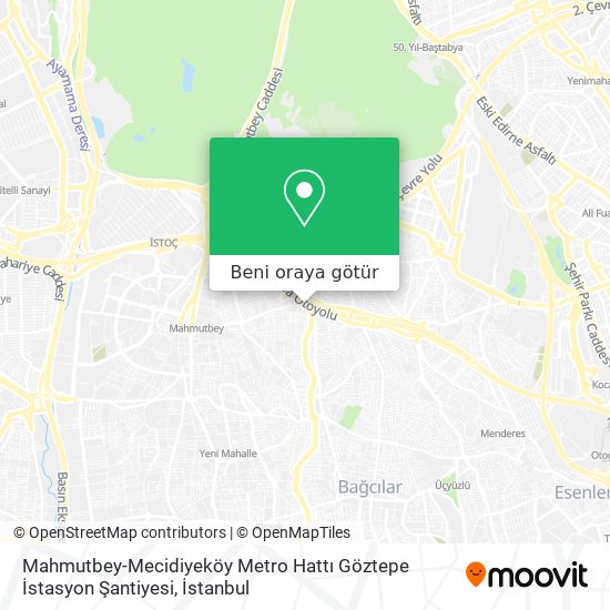Mahmutbey-Mecidiyeköy Metro Hattı Göztepe İstasyon Şantiyesi harita