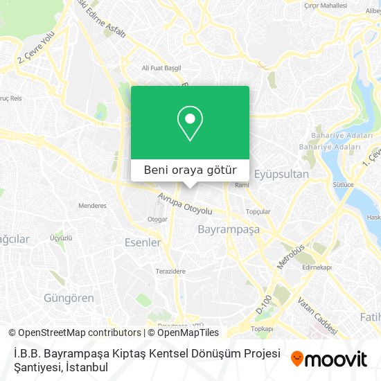 İ.B.B. Bayrampaşa Kiptaş Kentsel Dönüşüm Projesi Şantiyesi harita