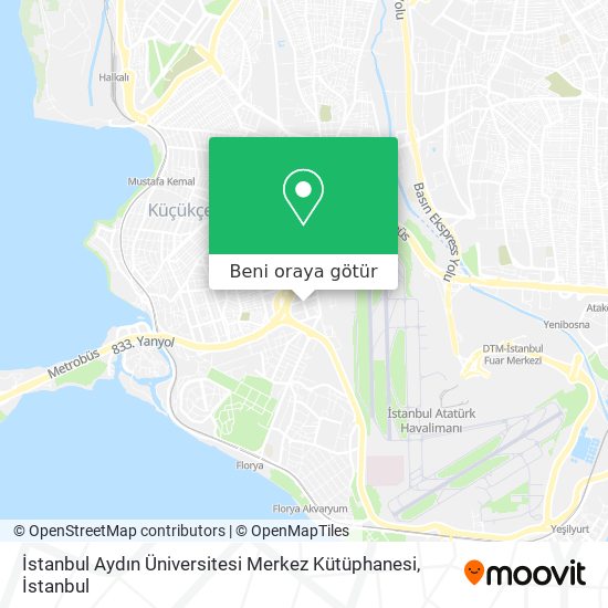 İstanbul Aydın Üniversitesi Merkez Kütüphanesi harita