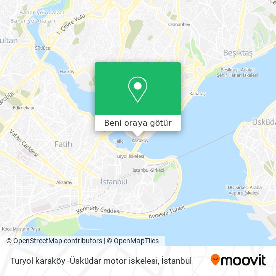 Turyol karaköy -Üsküdar motor iskelesi harita