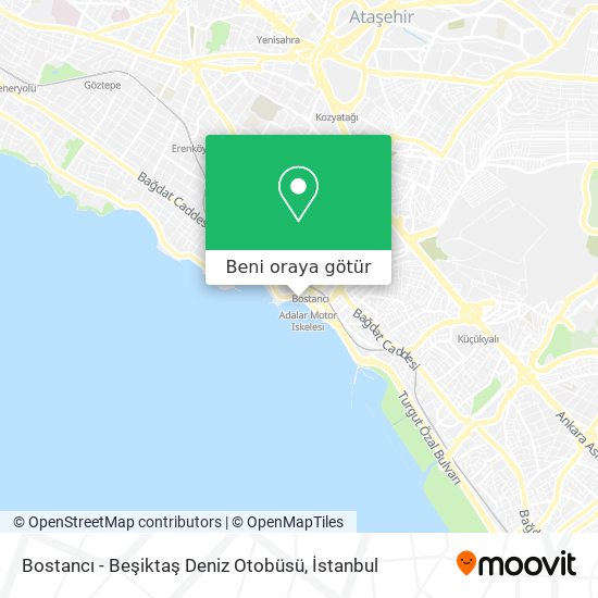 Bostancı - Beşiktaş Deniz Otobüsü harita