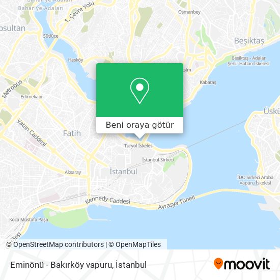 Eminönü - Bakırköy vapuru harita