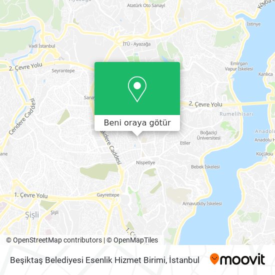 Beşiktaş Belediyesi Esenlik Hizmet Birimi harita