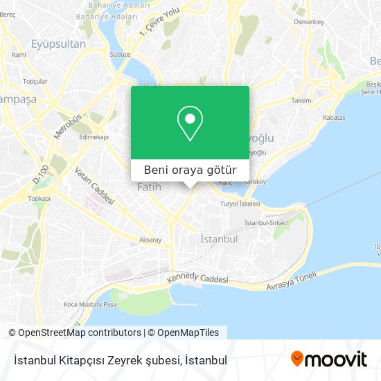 İstanbul Kitapçısı Zeyrek şubesi harita