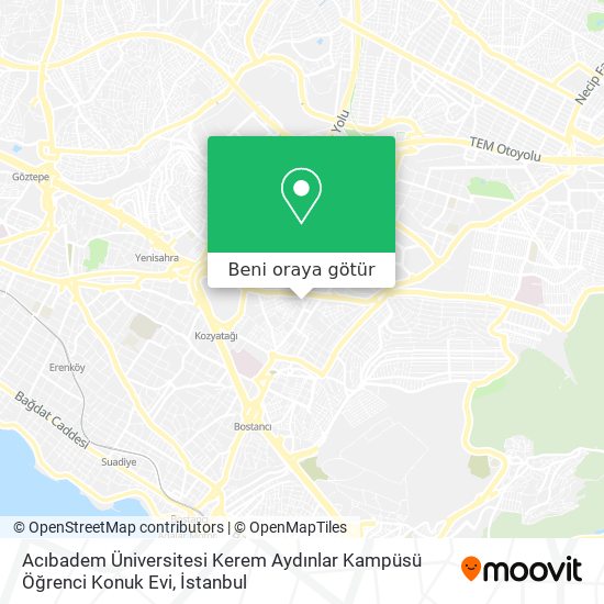 Acıbadem Üniversitesi Kerem Aydınlar Kampüsü Öğrenci Konuk Evi harita