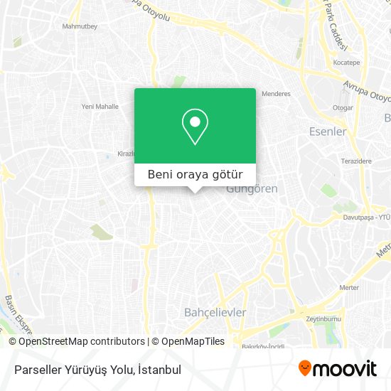 Parseller Yürüyüş Yolu harita