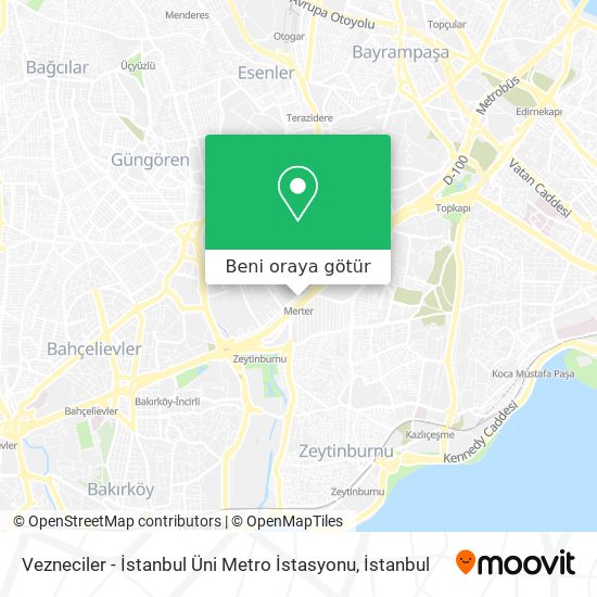 Vezneciler - İstanbul Üni Metro İstasyonu harita