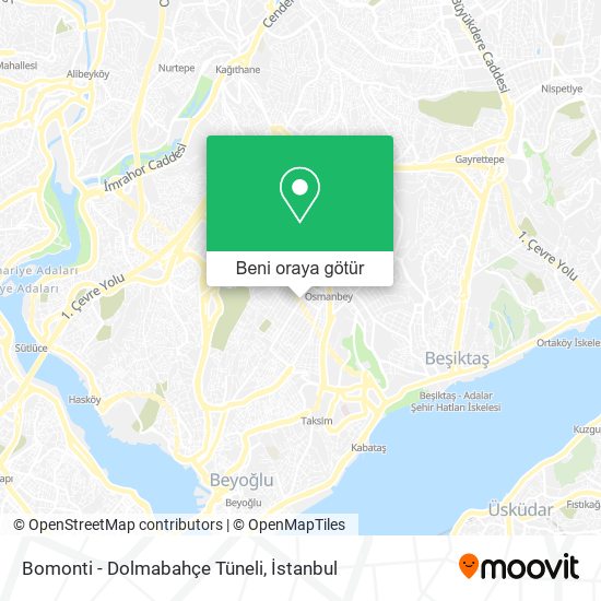 Bomonti - Dolmabahçe Tüneli harita