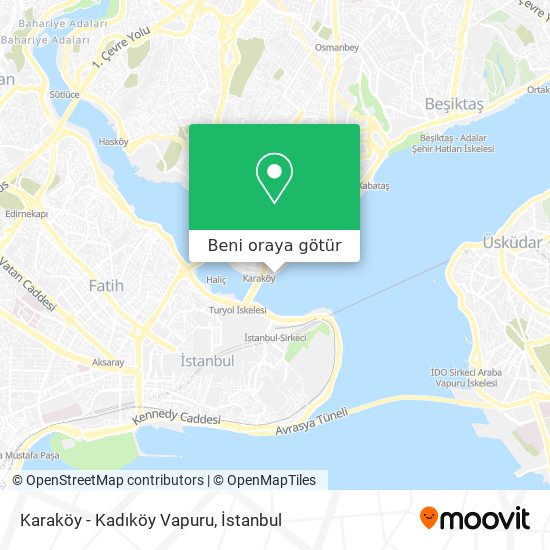 Karaköy - Kadıköy Vapuru harita