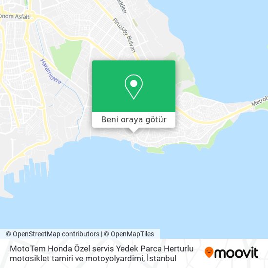 MotoTem Honda Özel servis Yedek Parca Herturlu motosiklet tamiri ve motoyolyardimi harita