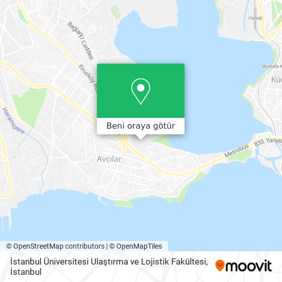 İstanbul Üniversitesi Ulaştırma ve Lojistik Fakültesi harita