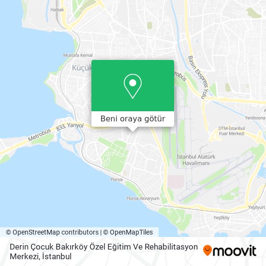 Derin Çocuk Bakırköy Özel Eğitim Ve Rehabilitasyon Merkezi harita