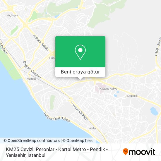 KM25 Cevizli Peronlar - Kartal Metro - Pendik - Yenisehir harita