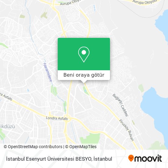 İstanbul Esenyurt Üniversitesi BESYO harita