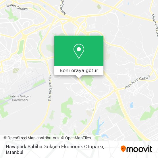 Havapark Sabiha Gökçen Ekonomik Otoparkı harita